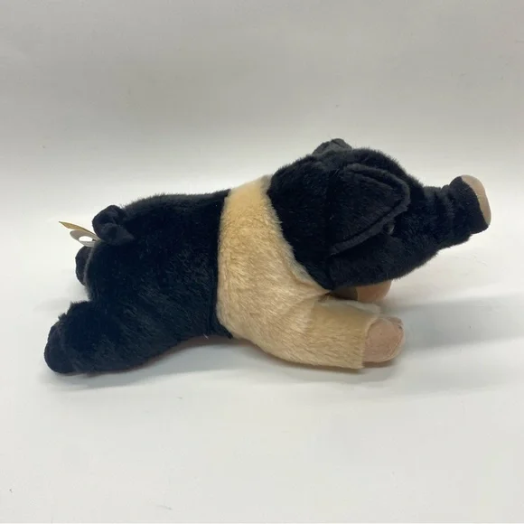 Aurora Miyoni Hampshire Pig Stuffed Animal Plush Black & Beige Life Like Toy - Picture 4 of 13